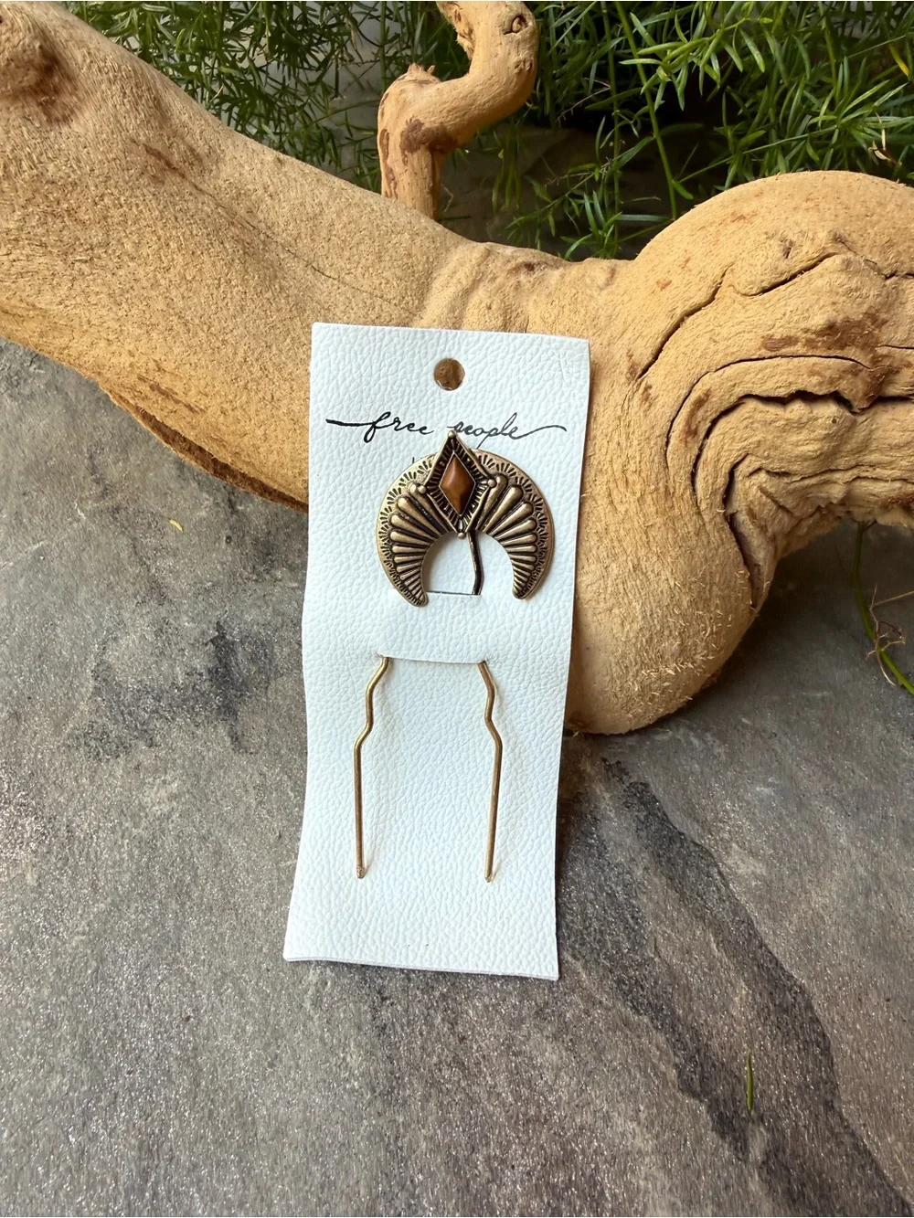 New🌟Free People-Townes-Gold and Brown stone Hair Pin